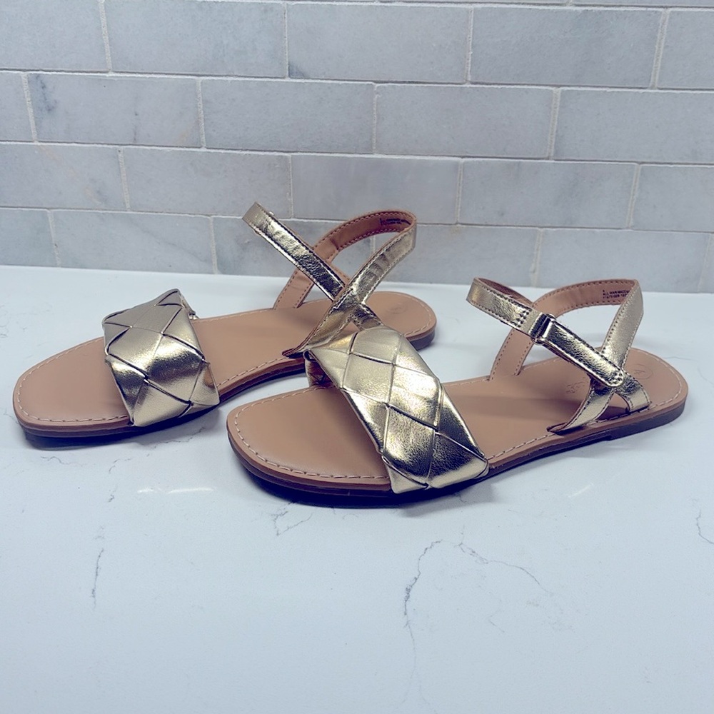 Girls Metallic Gold Braided Sandles, Cat & Jack, Size 4